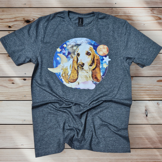 Basset Hound Moon and Stars T Shirt