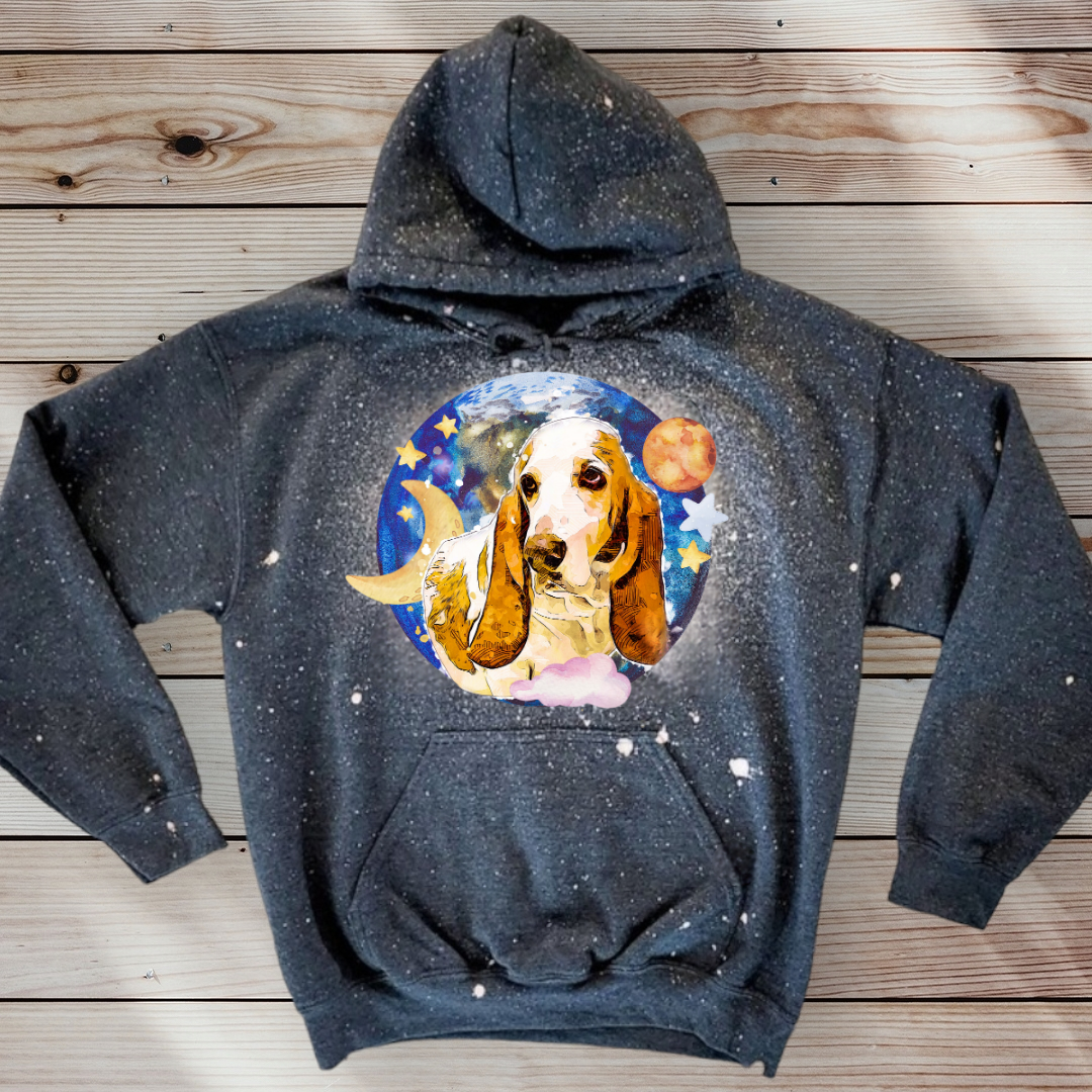 Basset Hound Moon and Stars Hoodie