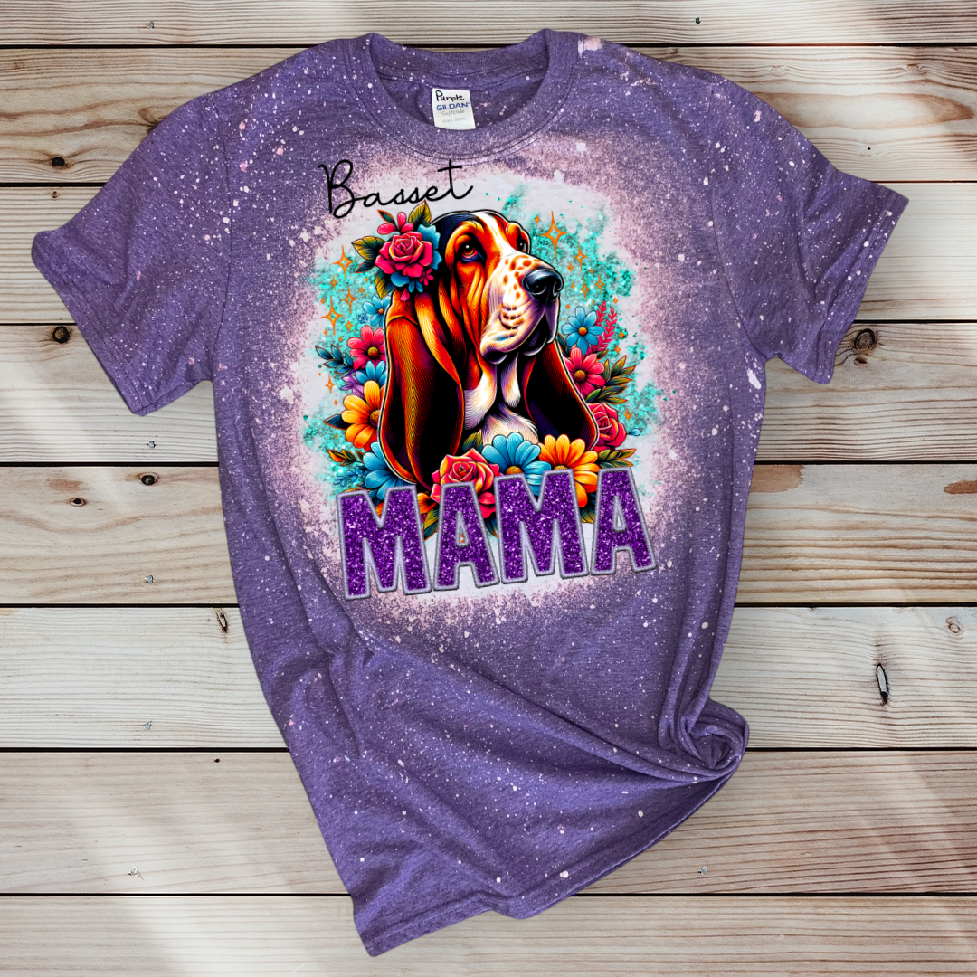 Basset Hound Mama T Shirt Purple