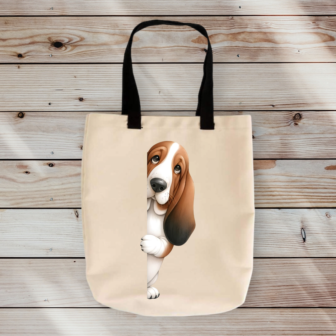 Peeking Basset Hound Tote