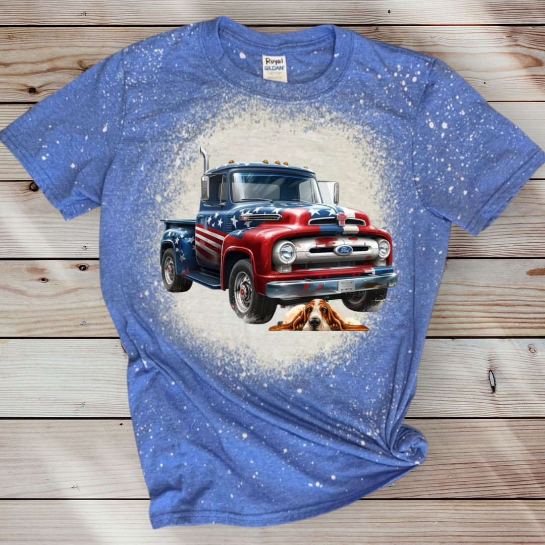 Basset Hound Patriotic Vintage Truck T Shirt