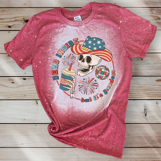 Dead Inside But It's Freedom Patriotic Skelly T Shirt