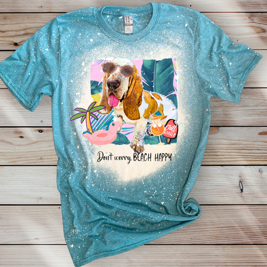 Basset Hound Don't worry BEACH HAPPY Unisex T shirt