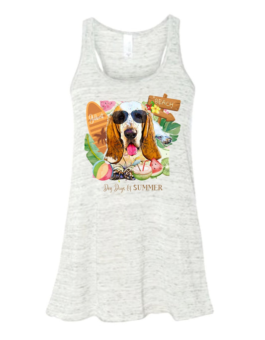 Basset Hound Dog Days of Summer Women's Flowy Tank Top