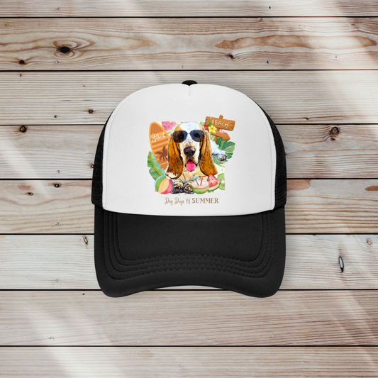 Basset Hound Dog Days of Summer Trucker Hat