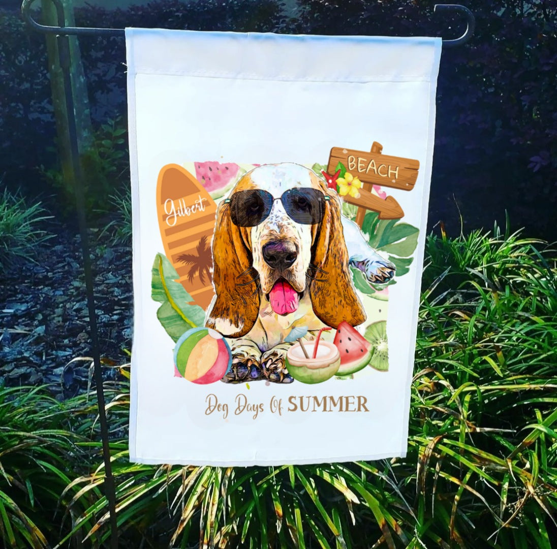 Basset Hound Dog Days of Summer Garden Flag