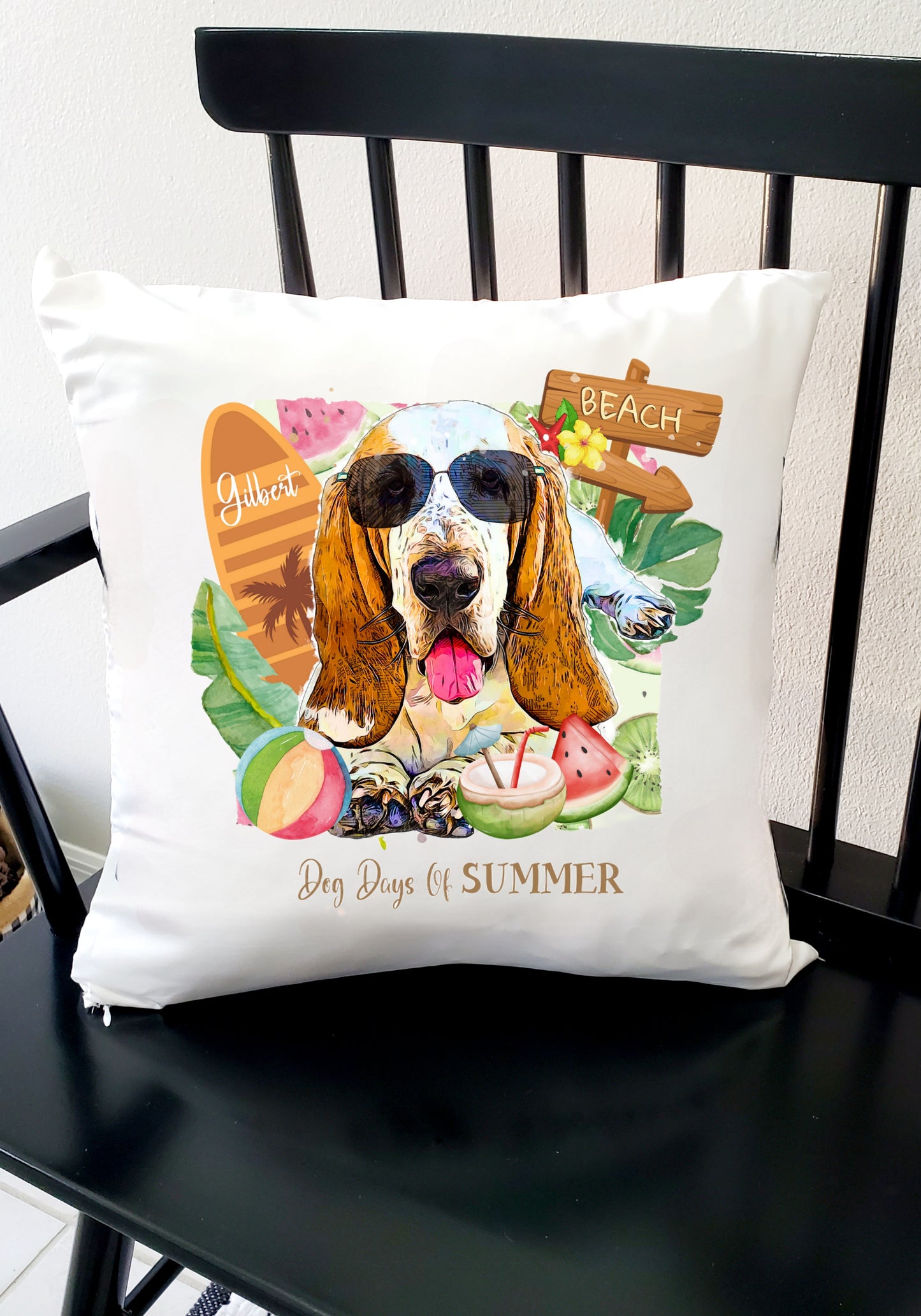 Basset Hound Dog Days of Summer Pillow Cover