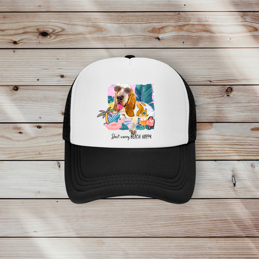 Basset Hound Don't worry BEACH HAPPY Trucker Hat