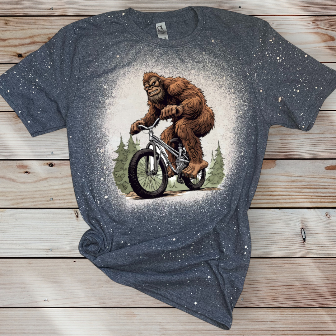 Bigfoot On Bicycle T Shirt Grey