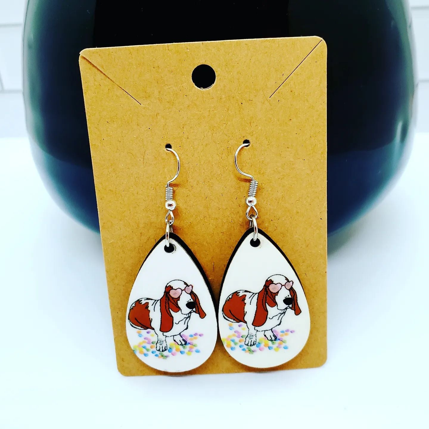 Basset Hound Valentine Earrings