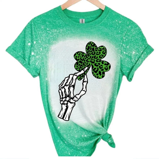 St. Patty's Skelly Hand Shamrock T Shirt