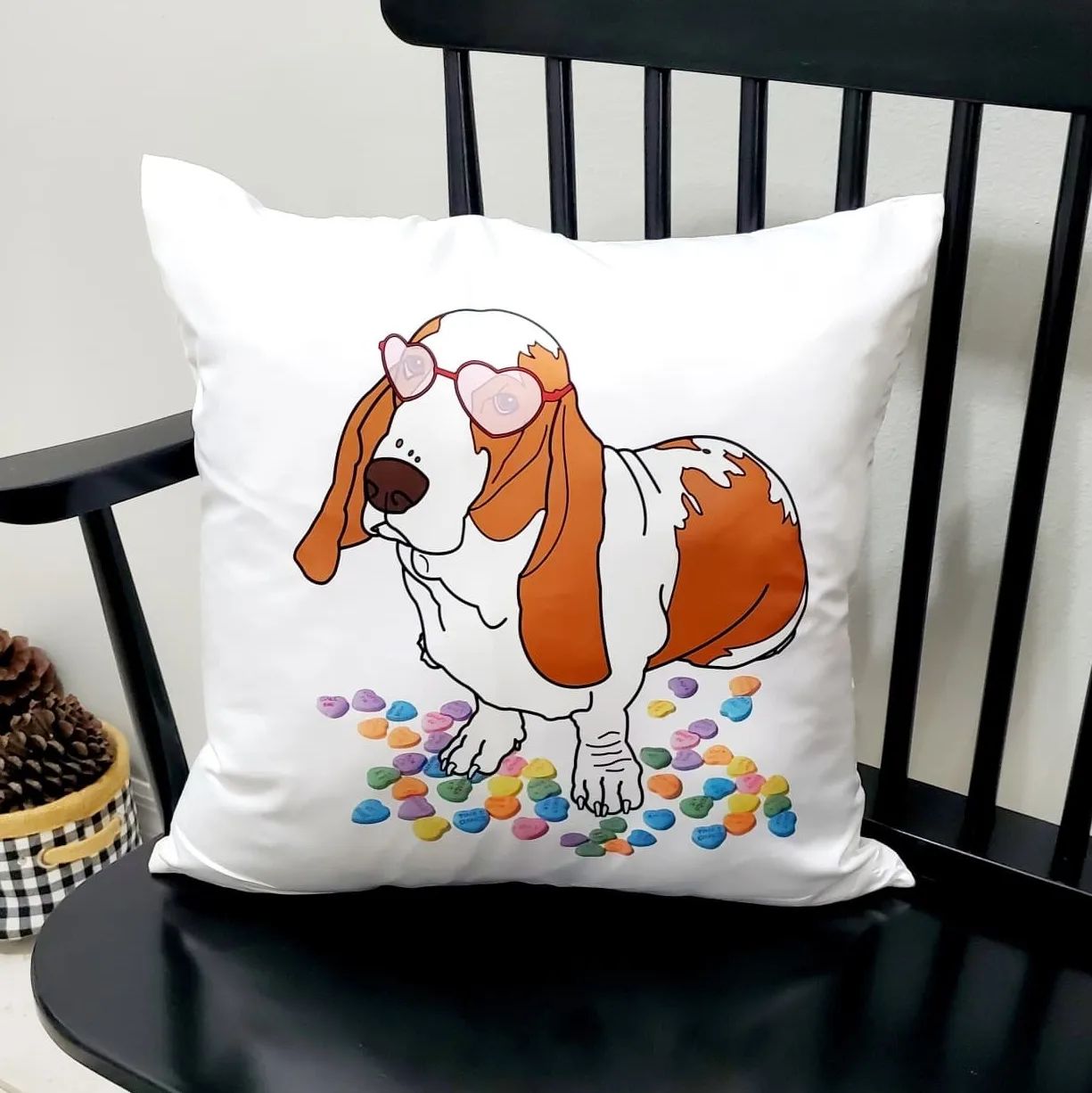 Basset Hound Valentine Pillow Cover