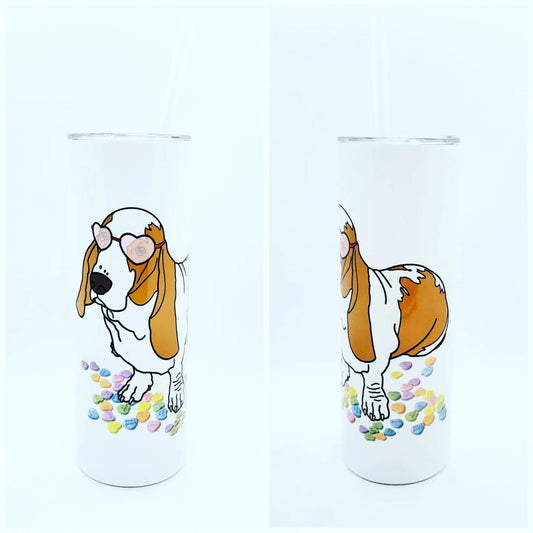 Basset Hound Valentine Skinny Tumbler