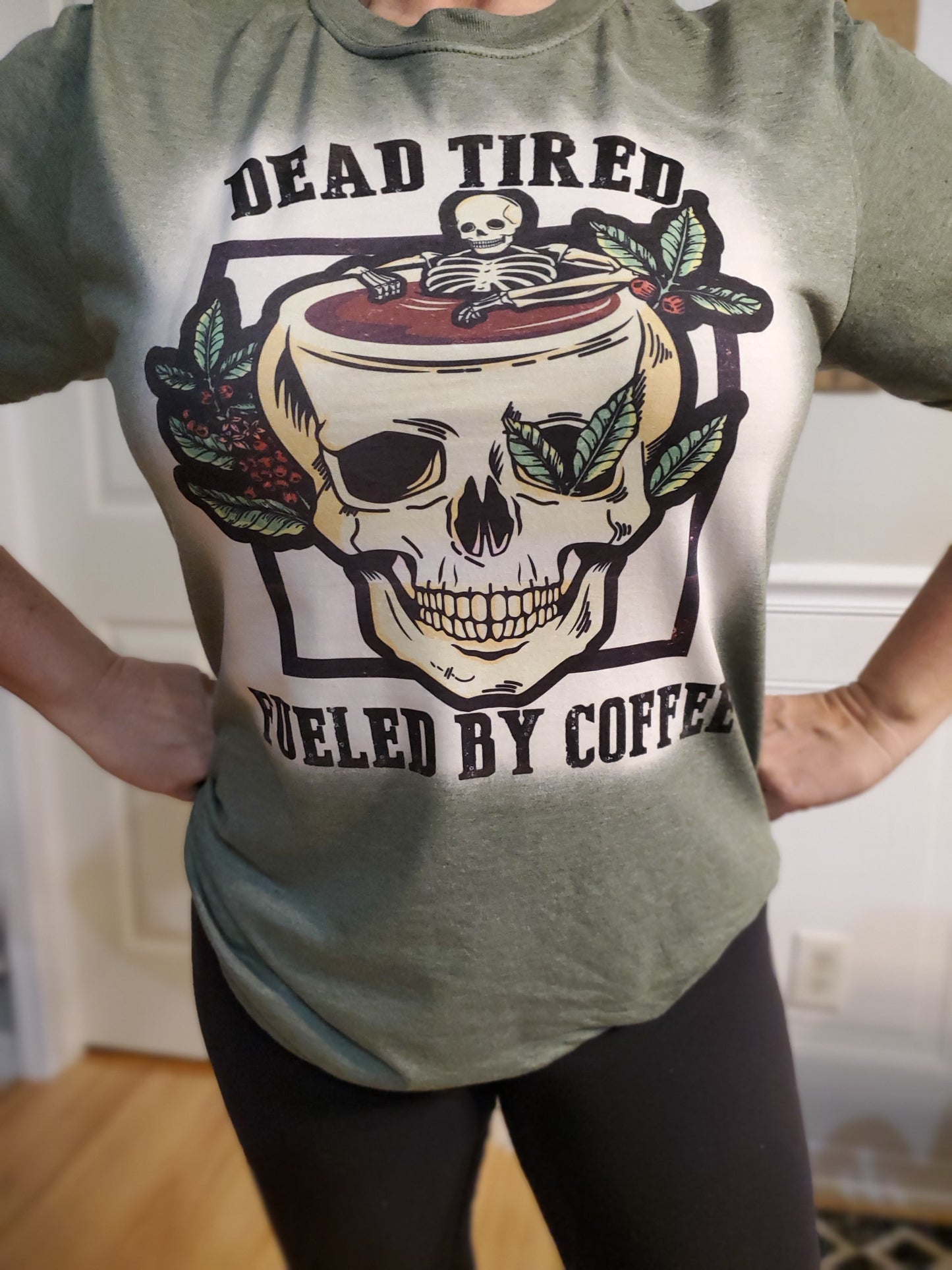 "Dead tired, fueled by coffee" T Shirt