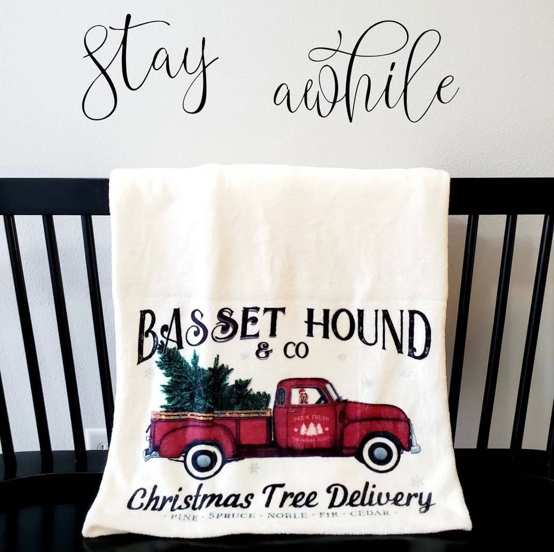 Basset Hound Christmas Tree Delivery Super Soft Throw Blanket