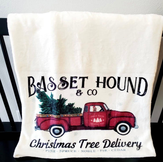 Basset Hound Christmas Tree Delivery Super Soft Throw Blanket