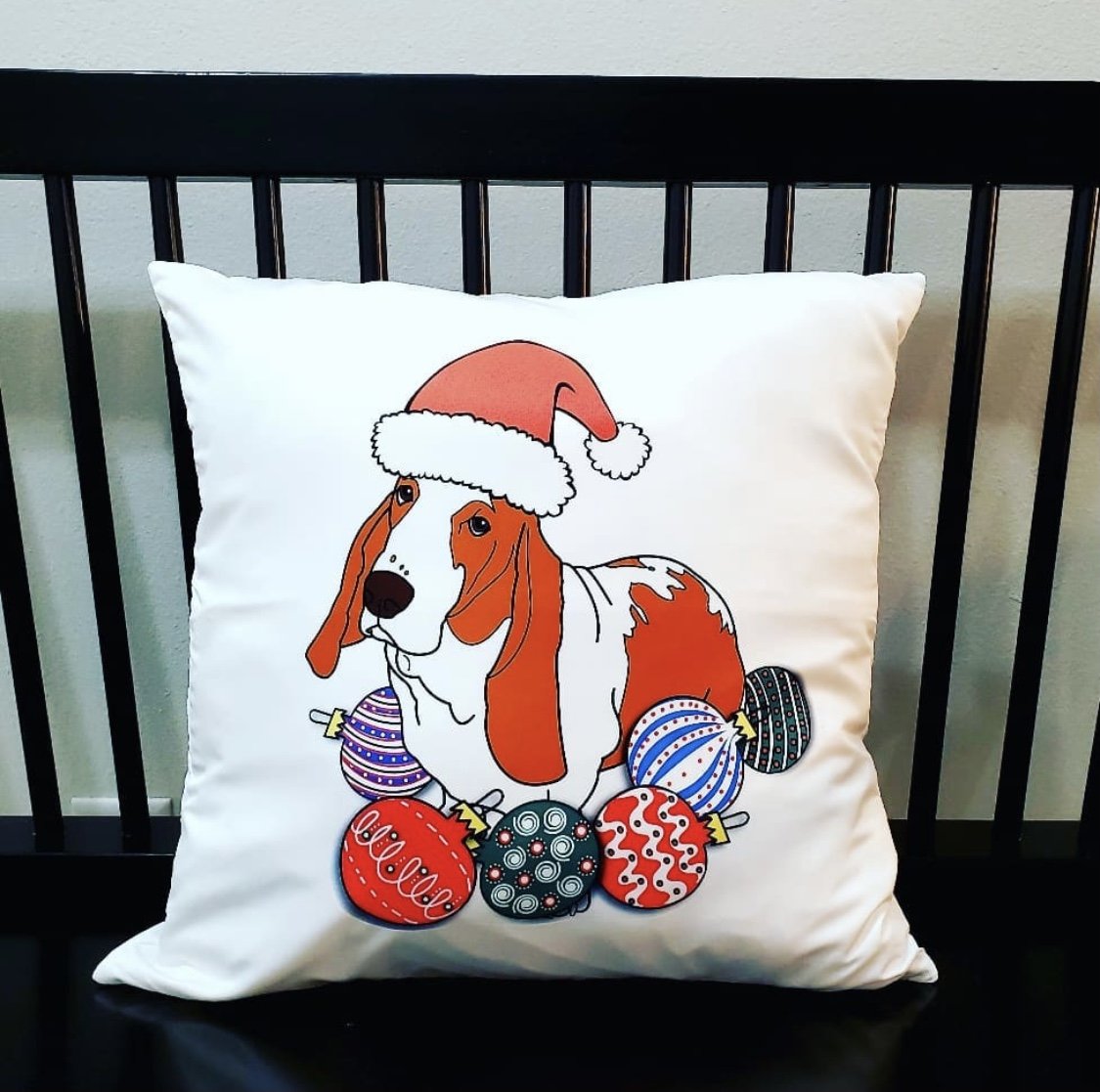 Basset Hound Christmas Ornaments Pillow Cover