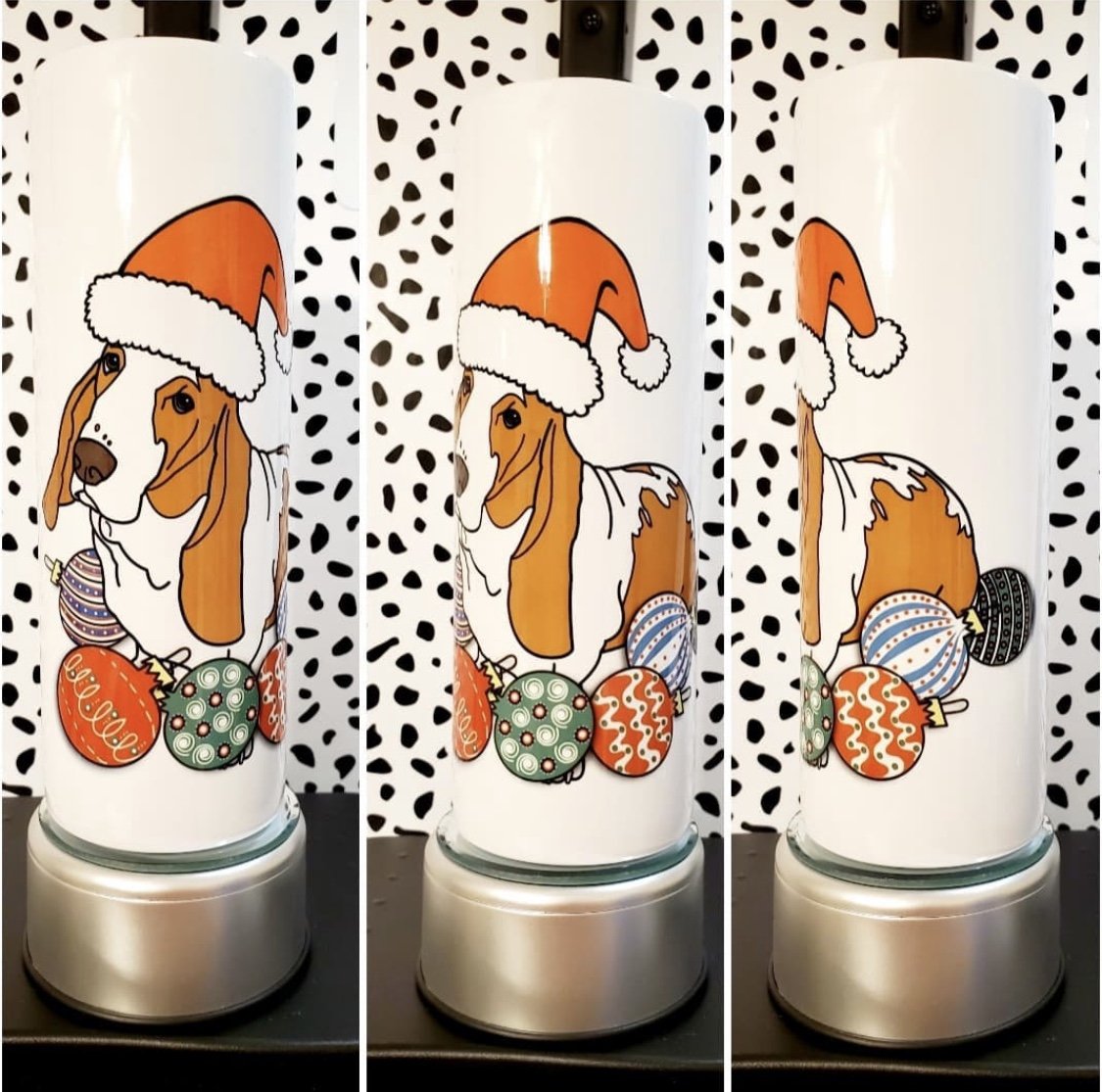 Basset Hound Santa 20 oz Skinny Tumbler