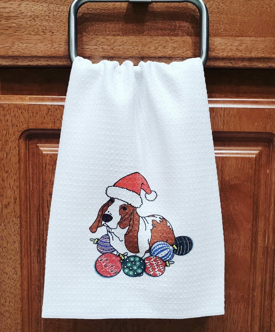 Basset Hound Christmas Ornaments Kitchen Towel