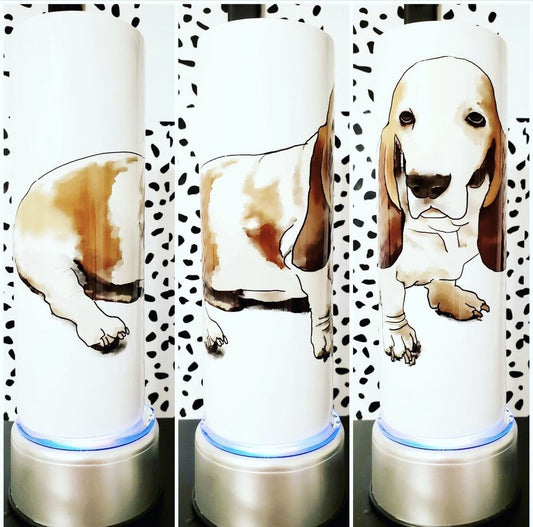 Basset Hound Watercolor Skinny Tumbler